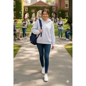 Victoria Secret Pink Full Zip Hoodie Womens Size Large Speckled Marled Back Logo